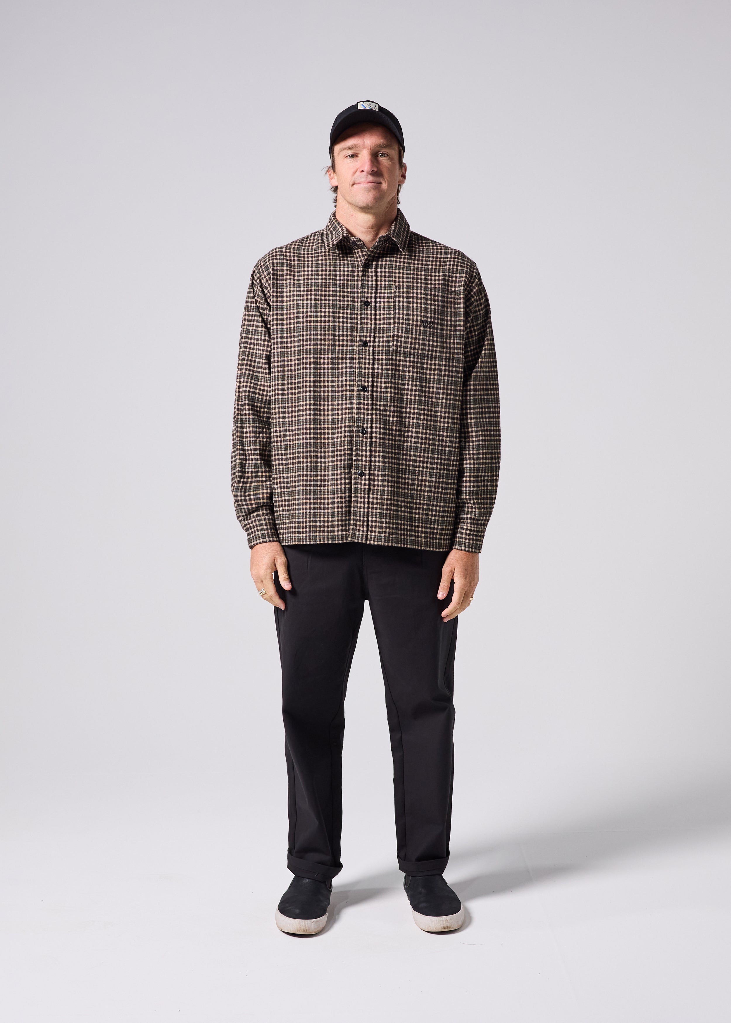 PLAID OFF TRACK SHIRT : BROWN