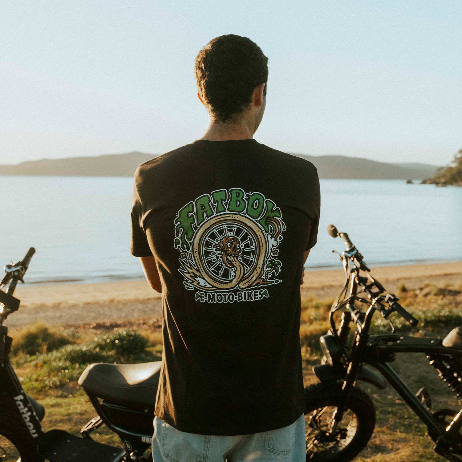 Fatboy Tee - Skull Wheel Green